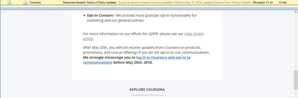Mise en conformité RGPD Coursera